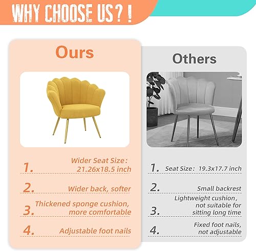 Miniatura 7 de Alunaune Juego de 2 sillas de terciopelo de mediados de siglo para sala de estar, silla de tocador tapizada para sala de maquillaje, moderna silla