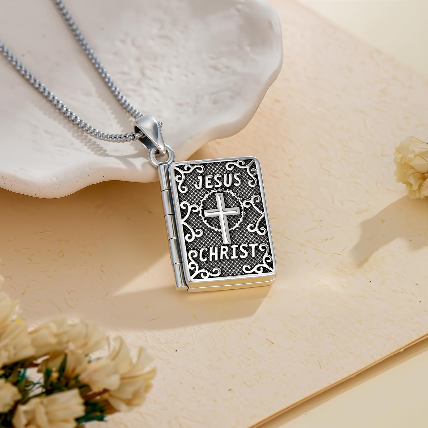 Patron Saint Necklace 925 Sterling Silver Amulet Pendant Religious Jewelry Gift for Men
