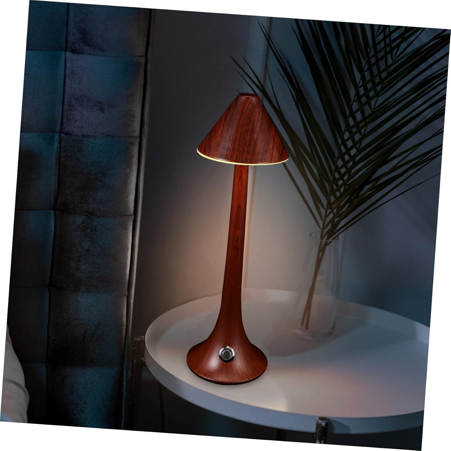 VILLCASE USB Rechargeable Lamp with Wood Grain Finish Bedside Reading Light for Bedroom and Desk Warm White Eye Caring Desk Lamp for Comfortable Nighttime Use