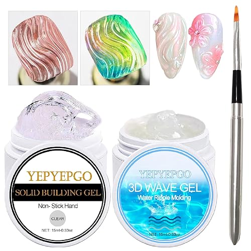 Gel de escultura 3D para arte de uñas, 2 piezas de gel sólido no pegajoso para crear esculturas a mano y geles de moldeo 3D duros con Pro Brush UV
