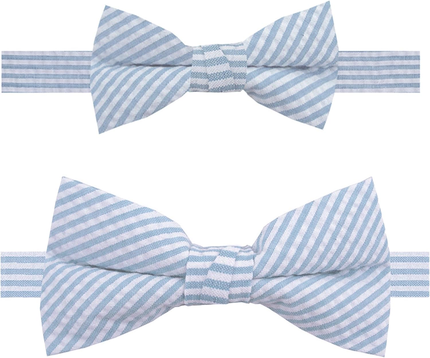 Jacob Alexander Seersucker Father and Son Matching Pre-Tied Banded Bow Tie Set