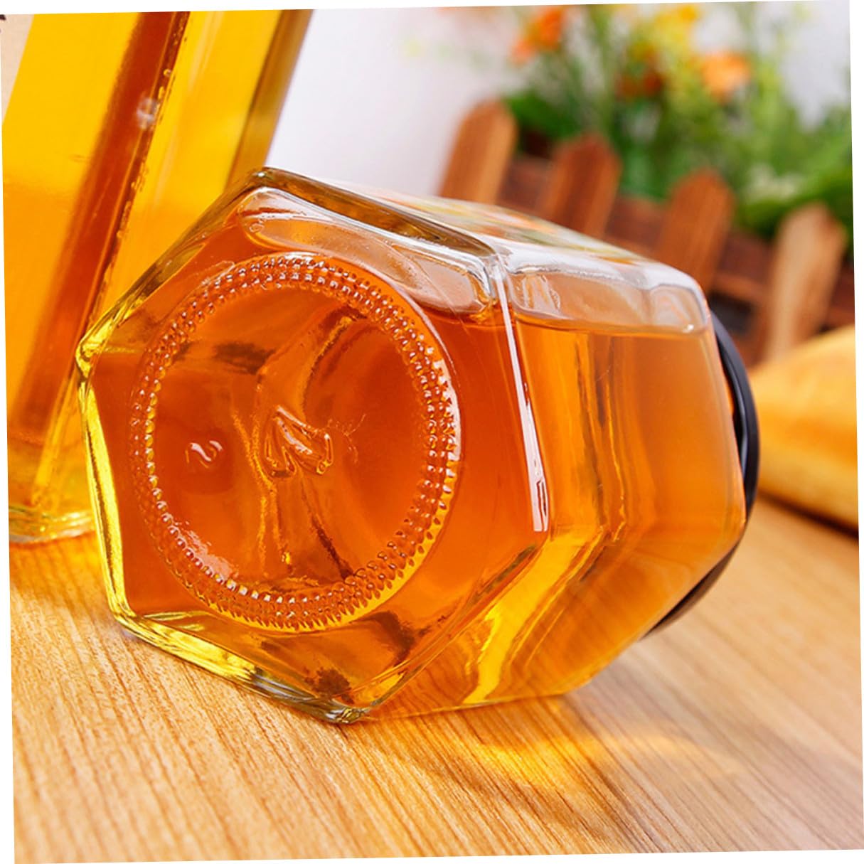 10 Stück Sechseckige Glas Vorratsbehälter 85ml Zuckertank Honigaufbewahrungsflasche Transparent aus Glas für Küche und Haushalt