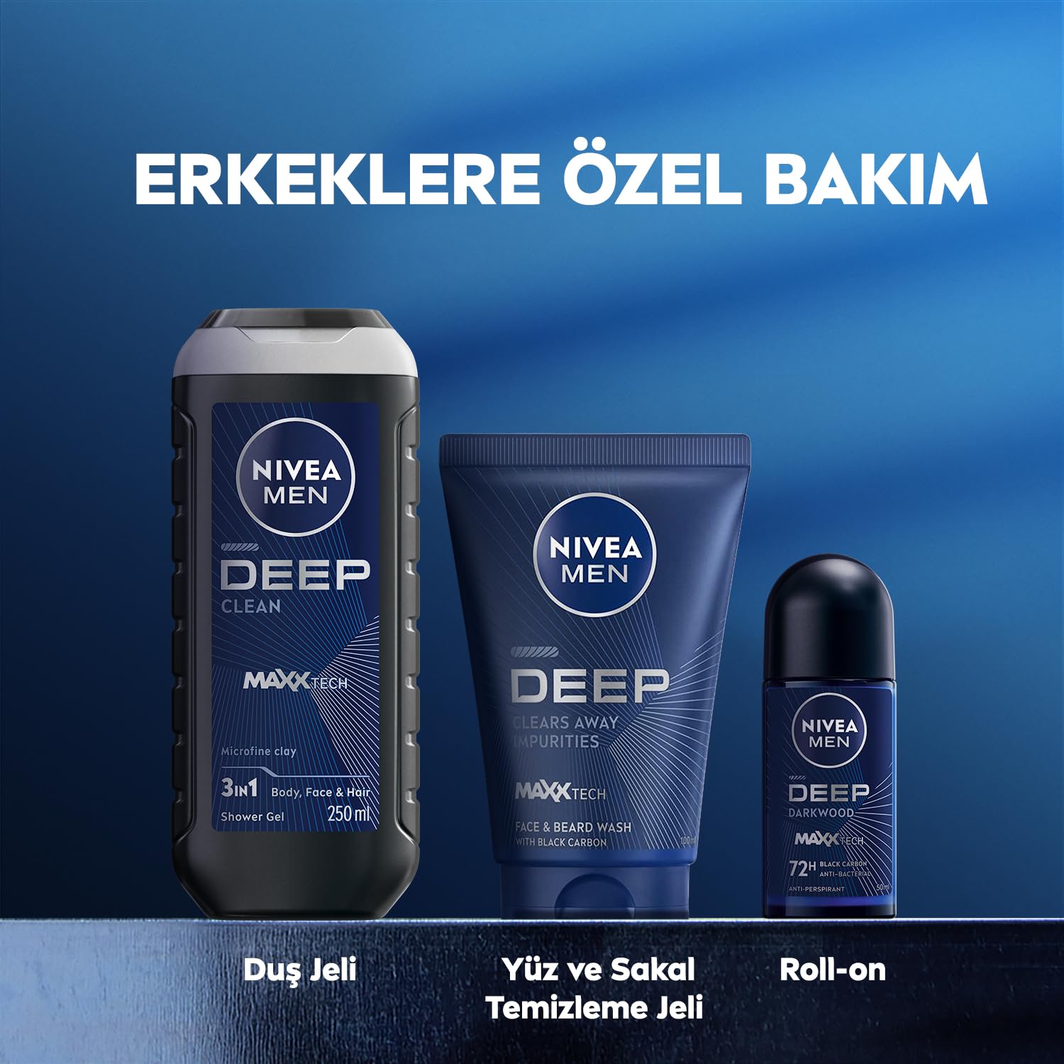 NIVEA MEN Erkek Yüz ve Sakal Temizleme Jeli Deep Dimension 100 ml,Nemlendirici,Yağ Arındırıcı,Aktif Karbon,Gün Boyu Ferahlık
