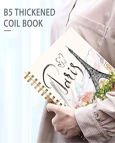 Miniatura 4 de iampanda Cuaderno de diario en espiral encuadernación de doble alambre fuerte con papel de primera calidad para niñas y mujeres 60 hojas A5 con