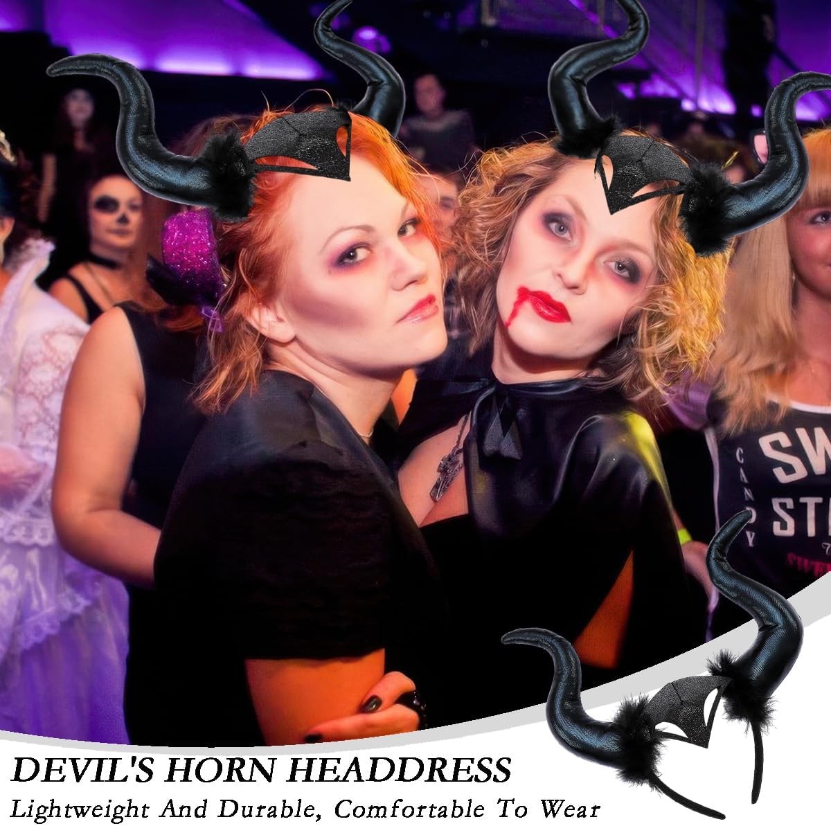 AUOCATTAIL Devil Horns Headband Gothic Halloween Cosplay Horn Hair Hoop Dress Up Hair Accessories Halloween Party Costume - Image 5