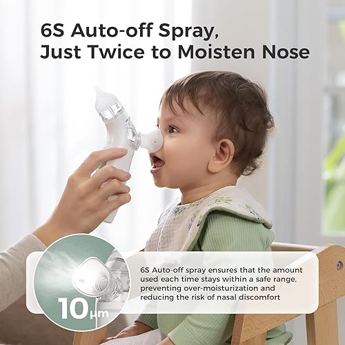 Miniatura 3 de Momcozy BreezyClear Aspirador nasal eléctrico 2 en 1 para bebé con aerosol, succión de grado hospitalario de 65 kPa, 4 niveles ajustables, limpiador