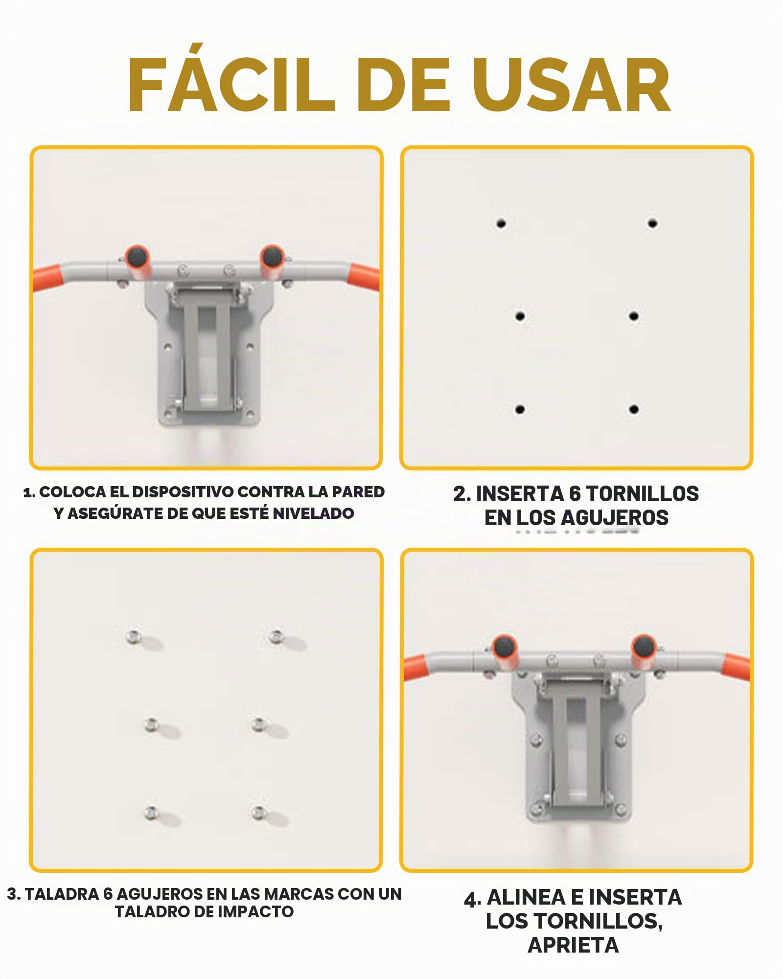 Barra de dominadas para pared Pullup Up, montaje en pared, barra de dominadas ajustable, multifunción, plegable, barra de dominadas, gimnasio en casa, dispositivos deportivos para el hogar, color