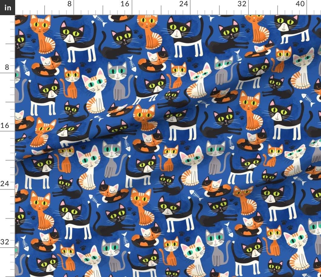 Spoonflower Fabric - Cat Kitten Cats Printed on Petal Signature Cotton Fabric by The Yard - Sewing Quilting Apparel Crafts Decor