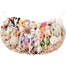Stuffed Animal Storage Hammock, 59 Inch Wall Hanging Net, Cream