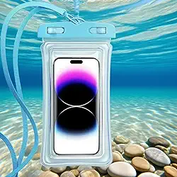 Pacote com 2 capas impermeáveis para celular, bolsa seca universal para telefone, sensível ao toque, capa à prova de vazamento para praia, cruzeiro, natação, mergulho com snorkel, preto/azul