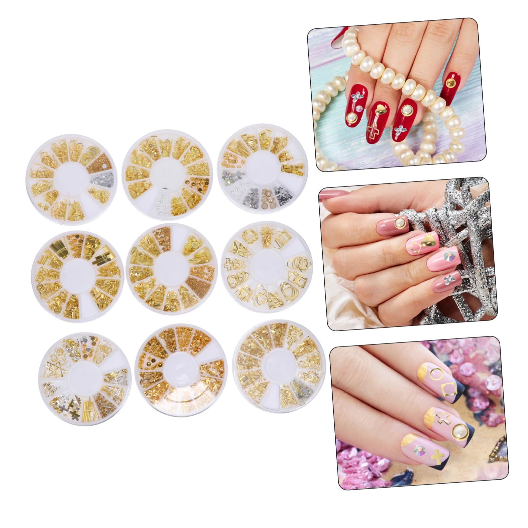 VICASKY 4 set Set Accessori Per Unghie Per Unghie Borchie Per Unghie Decorazioni Per Nail Art Ciondoli Per Unghie Accessori Per Unghie Decorazioni Per 9 scatole*4