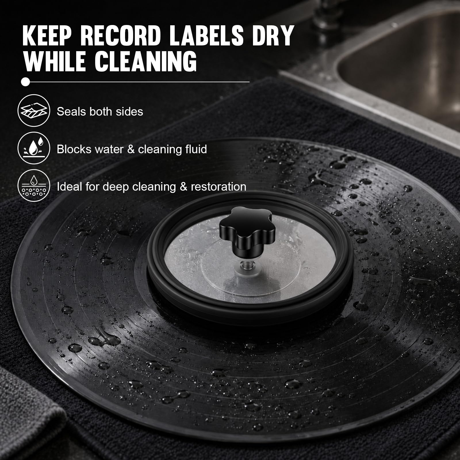 Mifoci 2 protezioni per la pulizia dei dischi, clip protettive sicure per dischi LP da 7/10/12 pollici, in vinile Ep Lp, per la pulizia delle etichette dei dischi in vinile trasparente, visibilità per