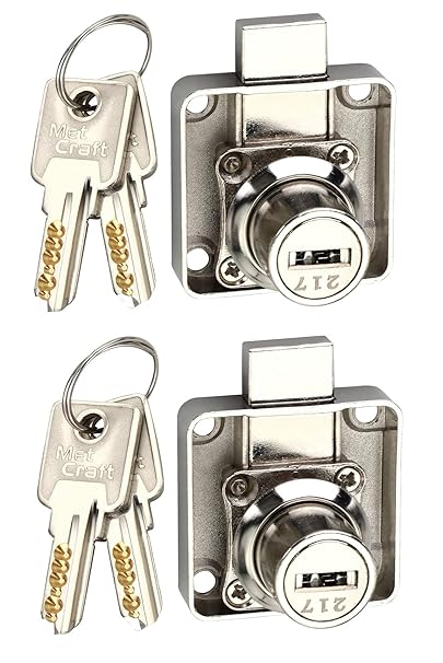 Met Craft Zinc Dimple Multipurpose Lock with 2 Dimple Key (22 mm, Silver) - Pack of 2.