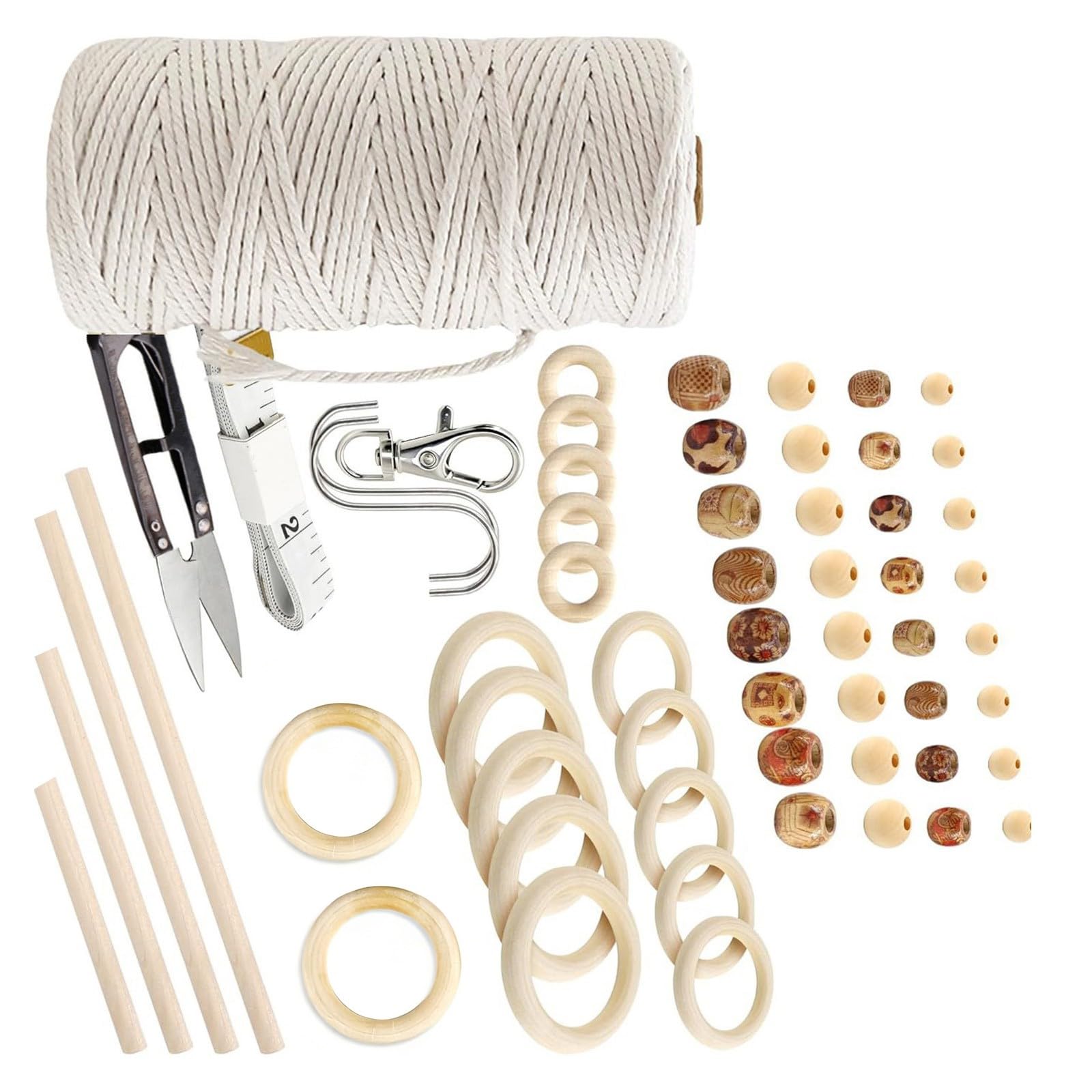 HDOYTXXM Creative Ethnic Styles Handwoven Art Set with 227pcs Assorted Wood and Soft Yarn for Craft Enthusiasts Cultural Craft Package