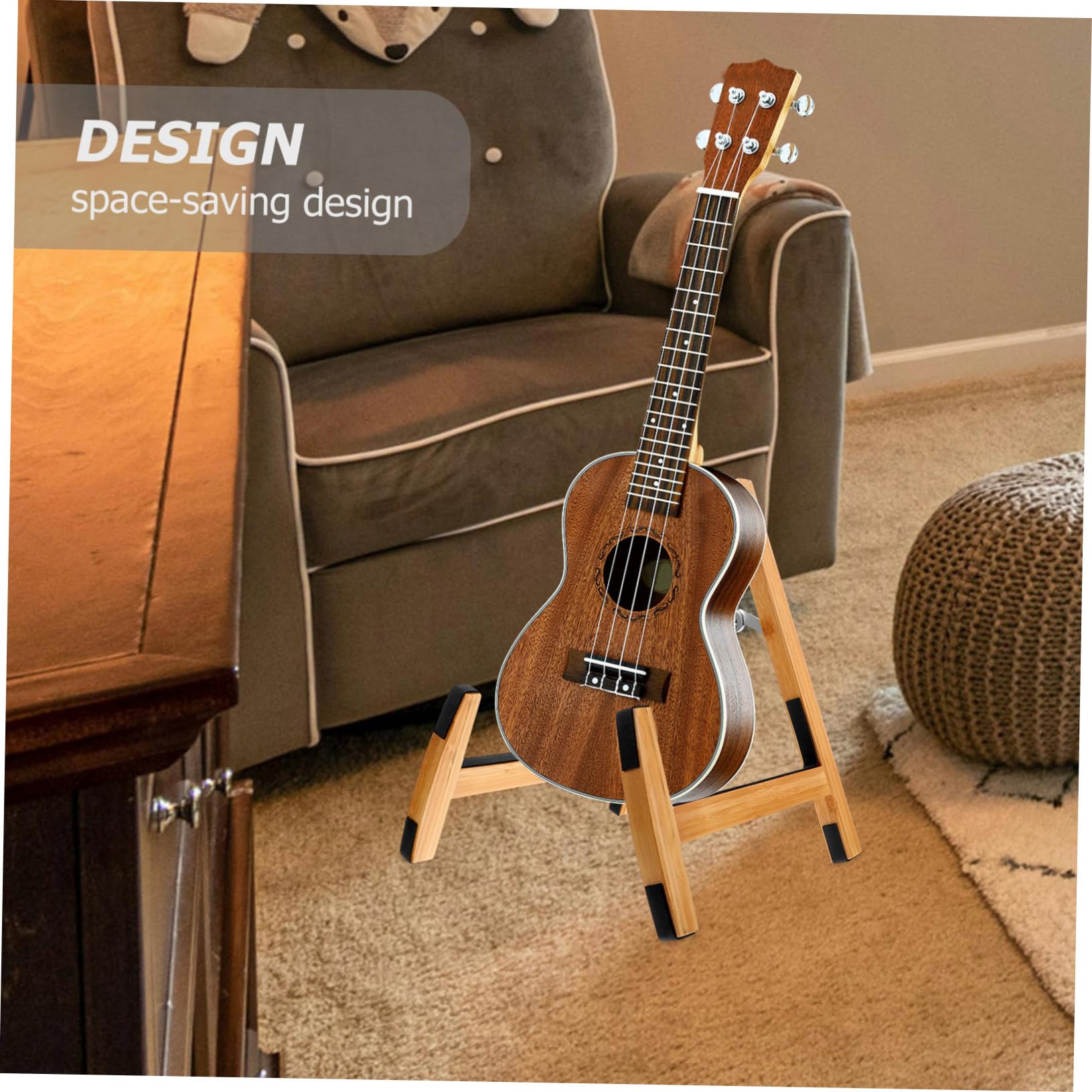 BESTonZON Portachiara da Pavimento in Legno per Chitarra Basso Mandolino Ukulele Violino Supporto Verticale Salvaspazio per Casa e Viaggio