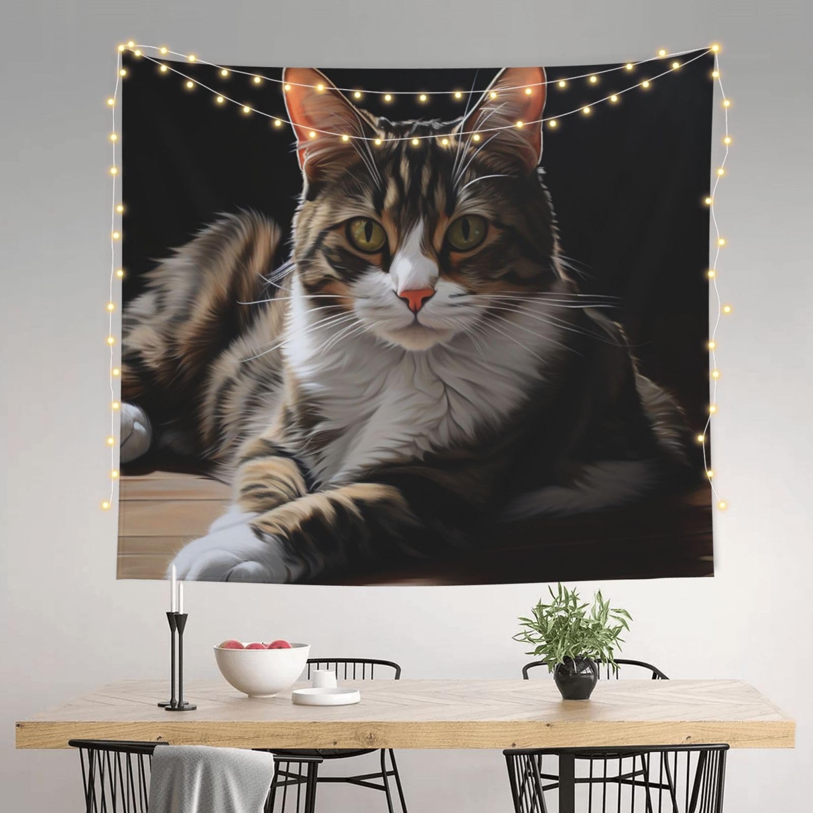 LXCNQFN Tapestry 130 W X 152 L CM Wall Hanging for Living Room Tabby Cat Tapestry Modern Wall Art Wall Blanket Aesthetic Tapestrys Indoor Outdoor Tapestries for Bedroom Dorm