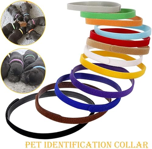 Miniatura 5 de Sowaka 12 collares de parto para cachorros, multicolor, ajustables, de doble cara, reutilizables, cómodos, de tela suave, bandas de identificación