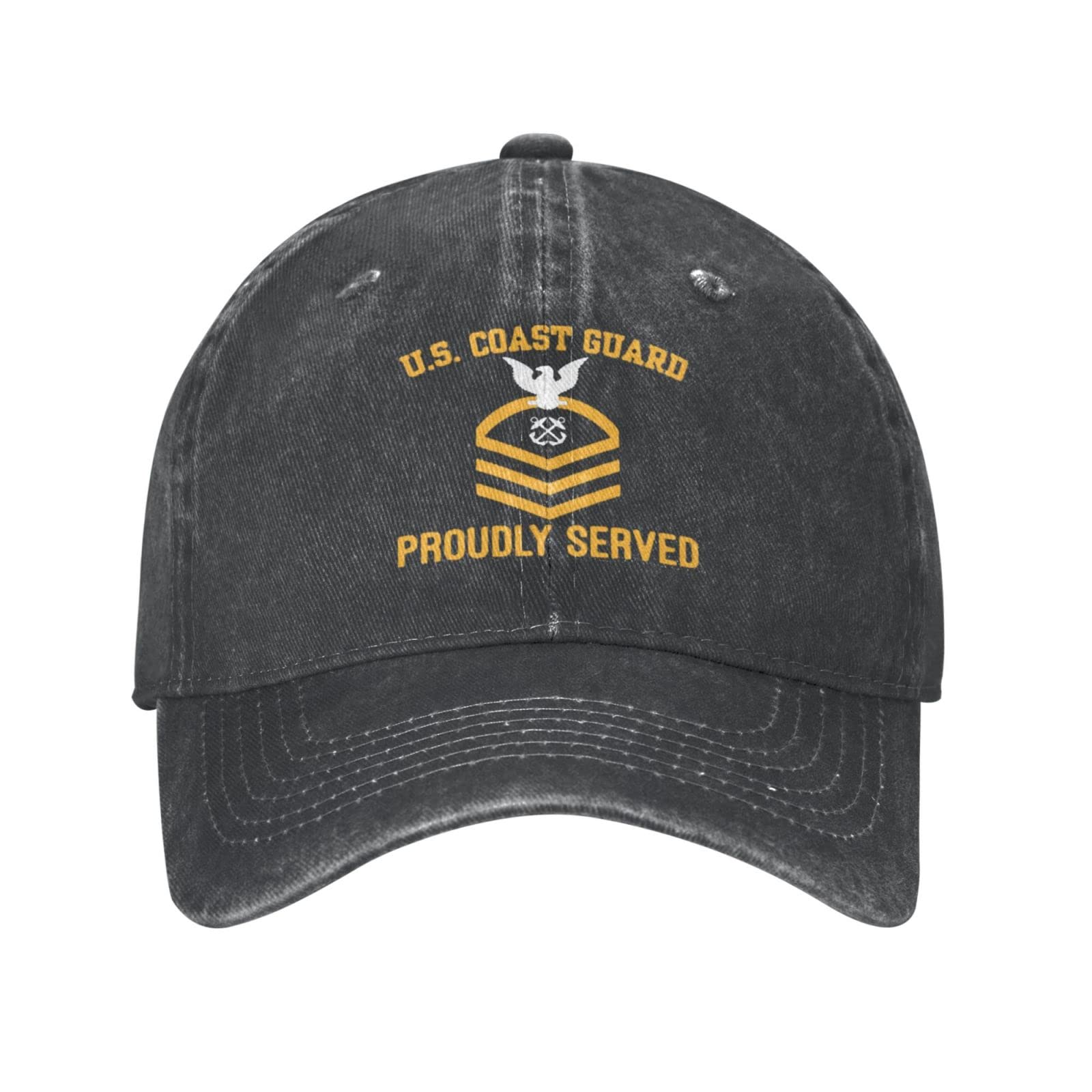 Us Coast Guard E-7 CPO Chief Petty E7 Washed Hat Cap Baseball Dad Adjustable Cowboy Unisex Denim Trucker Adult Vintage Cotton Men Women Washable Retro Men's Women's Outdoor Sports