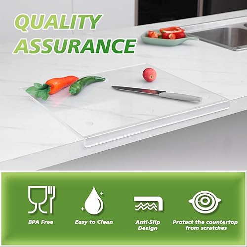 Miniatura 4 de Tabla de cortar de acrílico con borde de encimera, tablas de cortar transparentes más gruesas mejoradas 2025, tabla de cortar grande antideslizante