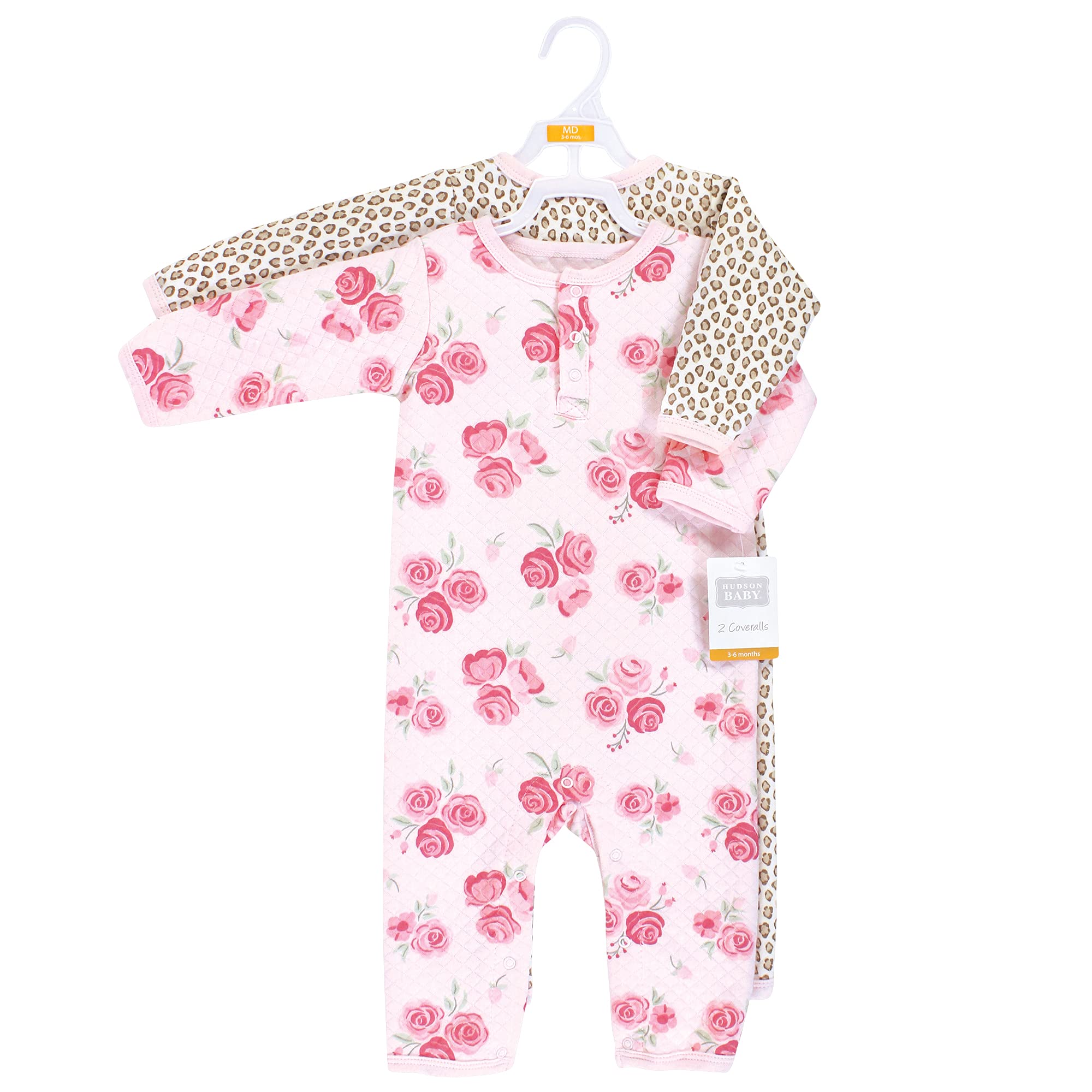 Hudson Baby Męskie pikowane kombinezony premium, różana róża lampart 6-9 miesięcy