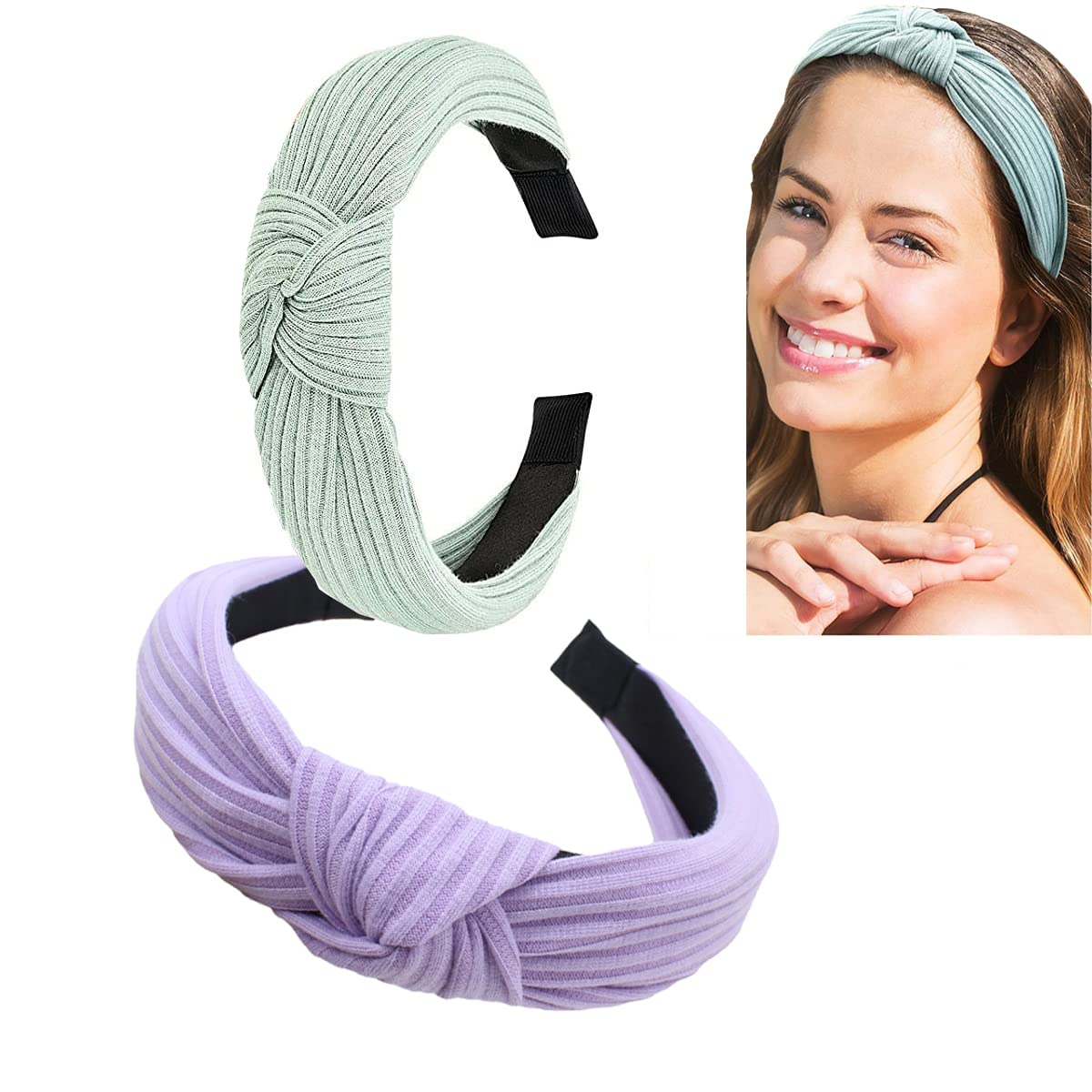 scicent Headband 3 Packs Fabric Hairbands Hair Accessories Elastic Head Bands Cute Outdoor Women Fashion Headbands 1806 - Image 2