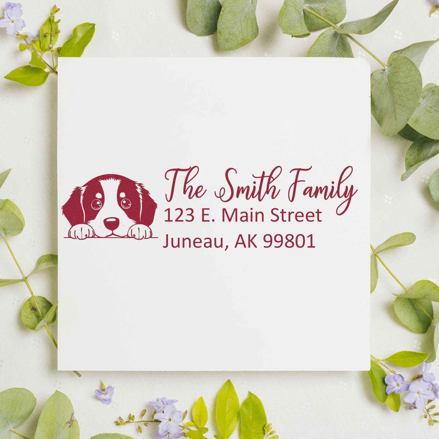 Bernese Mountain Dog Self-Inking Mailing Address Stamp - 11 Ink Colors, Size 7/8 x 2-1/4 - Perfect for Personalizing Mail, Envelopes, and Documents - Bernese Mountain Puppy Design Stamp