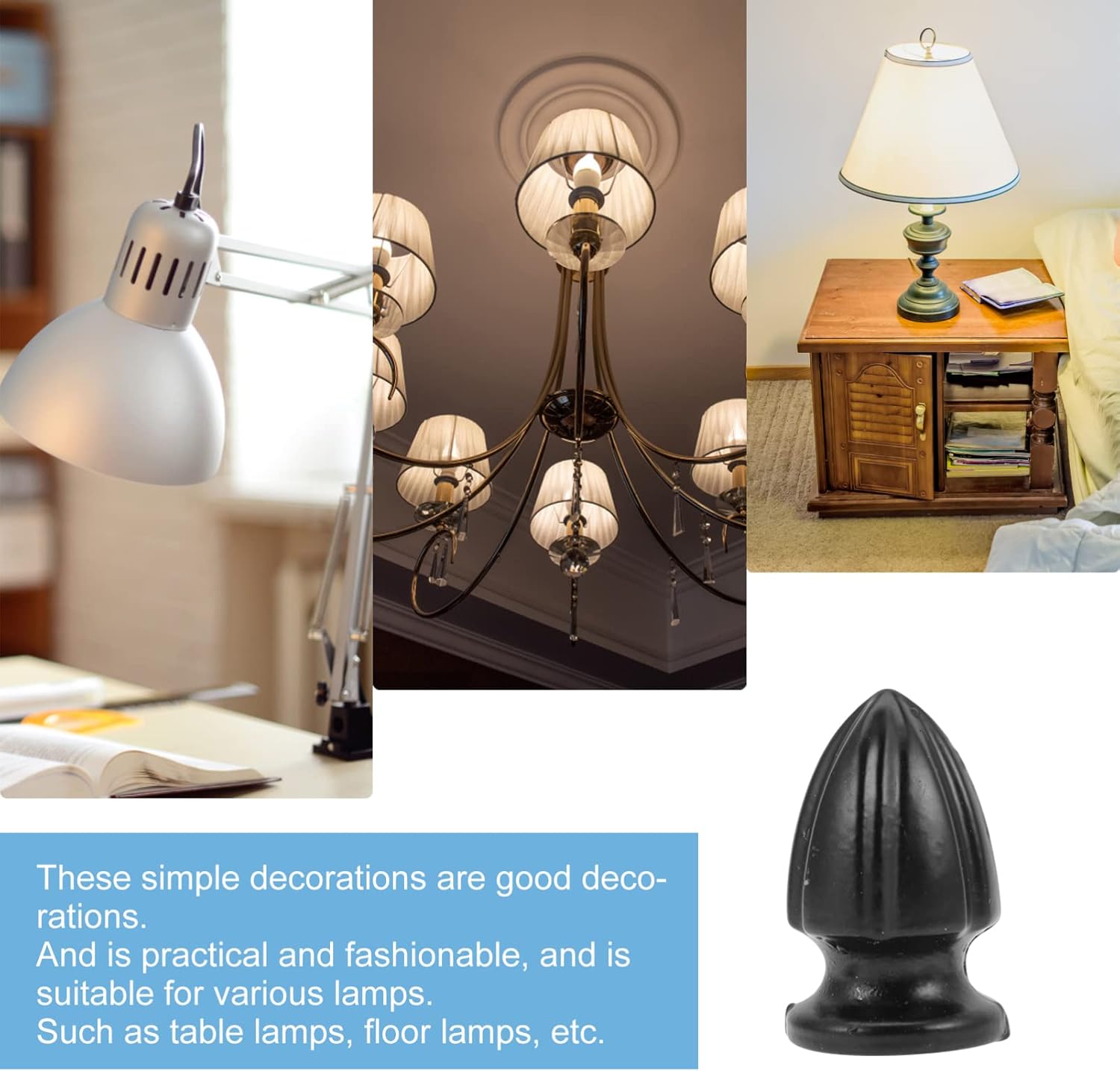 4pcs Lamp Finial Replacement Light Screw Caps Lamp Parts Decoration Lamp Shade Harp Holder