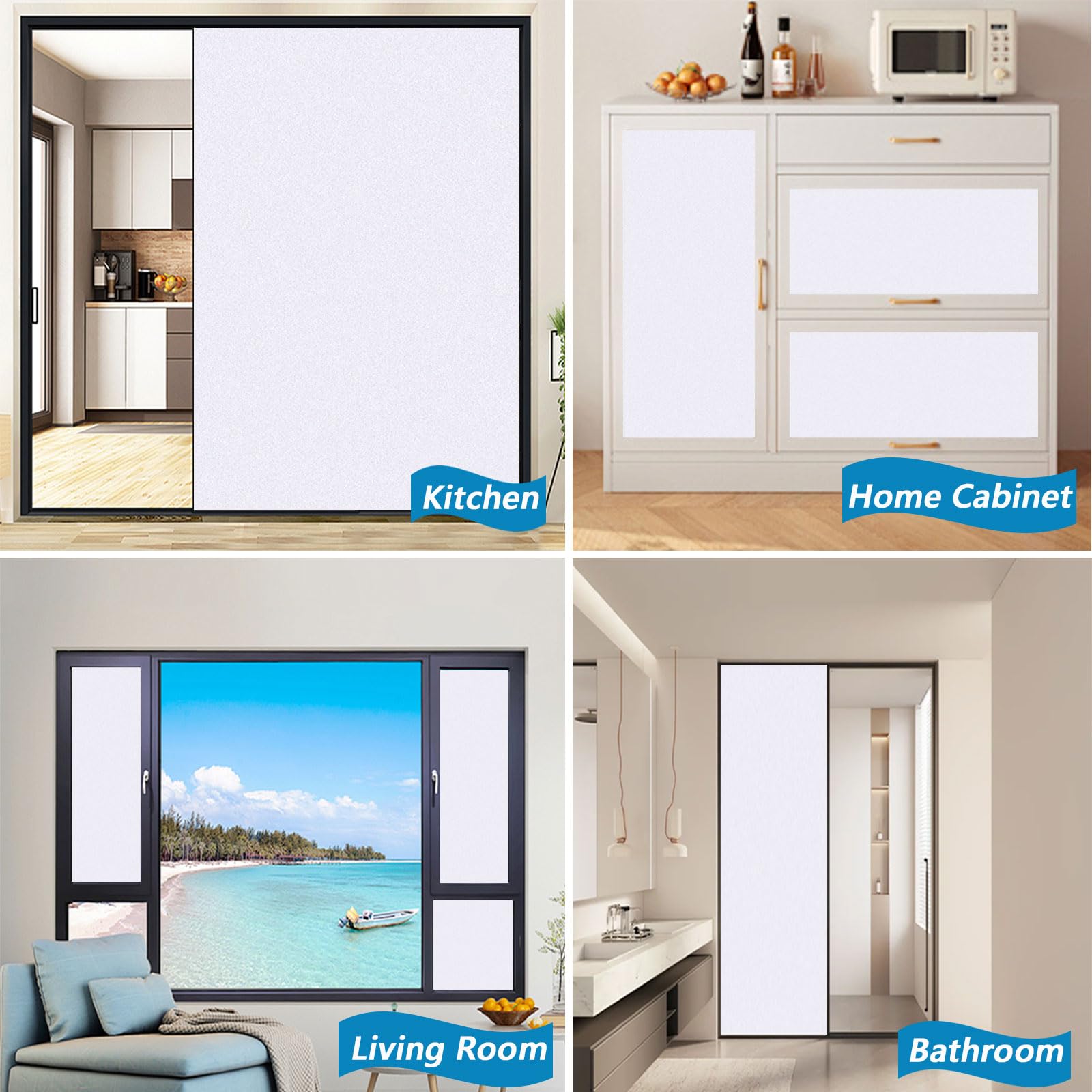 Film Electrostatique Vitre 95 x 140 cm Sticker Electrostatique Vitre Dépoli Anti UV Film Fenêtre Anti Regard Dépoli pour Bureau Chambre Cuisine, Blanc Mat