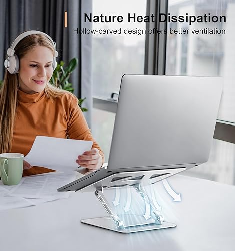 Miniatura 4 de Soporte Ajustable para Laptop de Escritorio, Soporte Portátil para Laptop y Elevador, Soportes Plegables de Aluminio para Computadora Portátil para