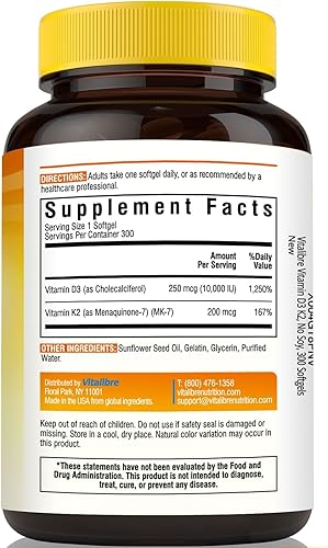 Vista 19 de Suplemento de vitamina D3 K2, 10000 UI D3 / 200 mcg K2 MK7, absorción de calcio, hueso, corazón, apoyo inmunológico y estado de ánimo, absorción