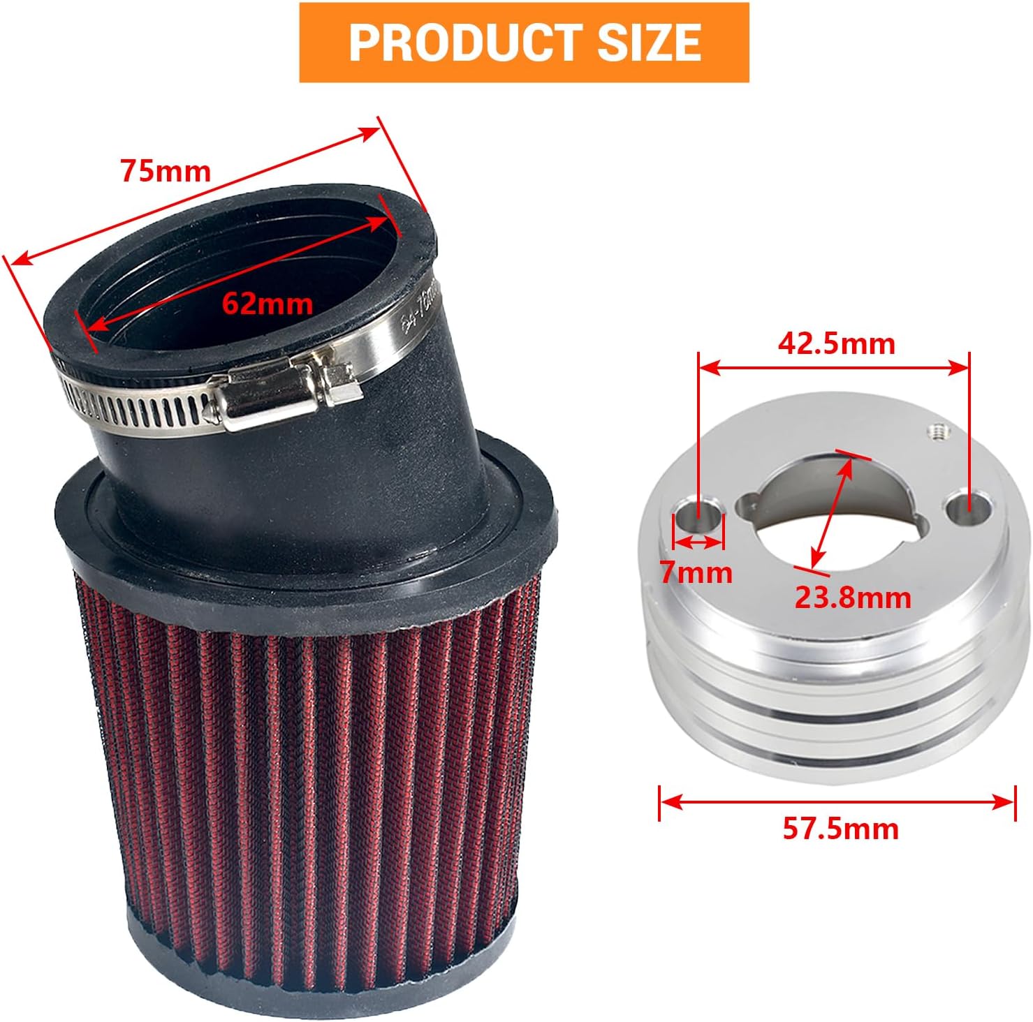 Air Filter Intake Kit for Go-Karts & Mini Bikes 6.5 HP for Honda Clone GX160 GX200 Go Kart 68120 69730 60363 Predator 212cc Coleman BK200,BT200X, CT200U Trail, CT200U Engine