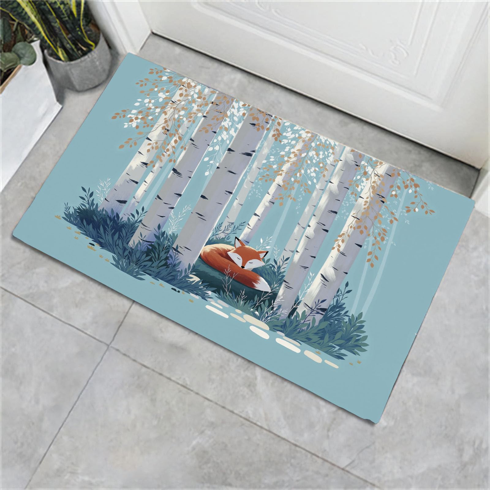 Paillassons pour entrée illustration de forêt et tapis de cuisine