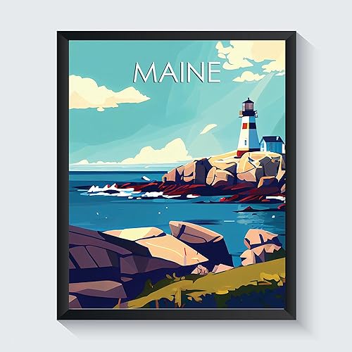 Miniatura 9 de Impresión artística de Maine, póster decorativo de pared, póster de viaje de mapa del estado de Maine, decoración de pared de oficina en casa,