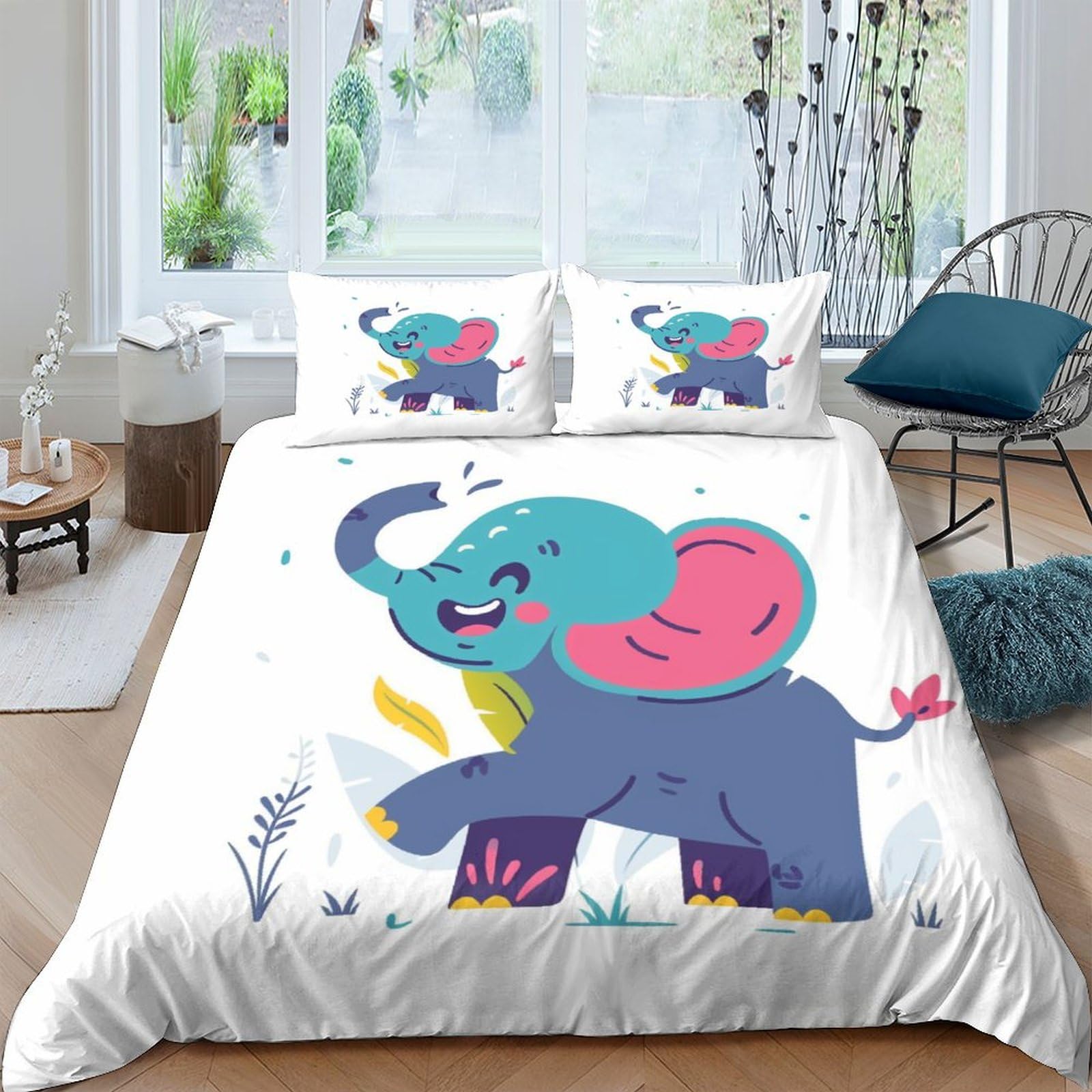 Housse de couette éléphant microfibre douce facile à repasser
