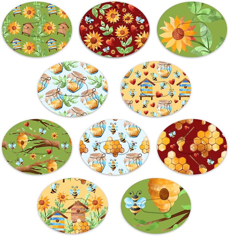 RockaDex Dexcom Adhesive Mix Design - Adhesive Patches with Split Backing, Easy to Apply x 10 Pack - Bee Design.