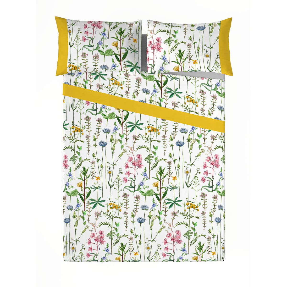 NATURALS - Juego de sabanas Cama 150 cm - 50% Algodon/50 Polyester - Incluye Encimera 230X270 cm + Sabana Bajera 150X190/200 cm + 2 Fundas de Almohada 45X90 cm - Sena