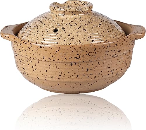 Miniatura 1 de Cacerola de cerámica, olla de barro, utensilios de cocina con tapa para cena y fiesta, olla para estofado, sopa, vapor, hornear y servir, apto para