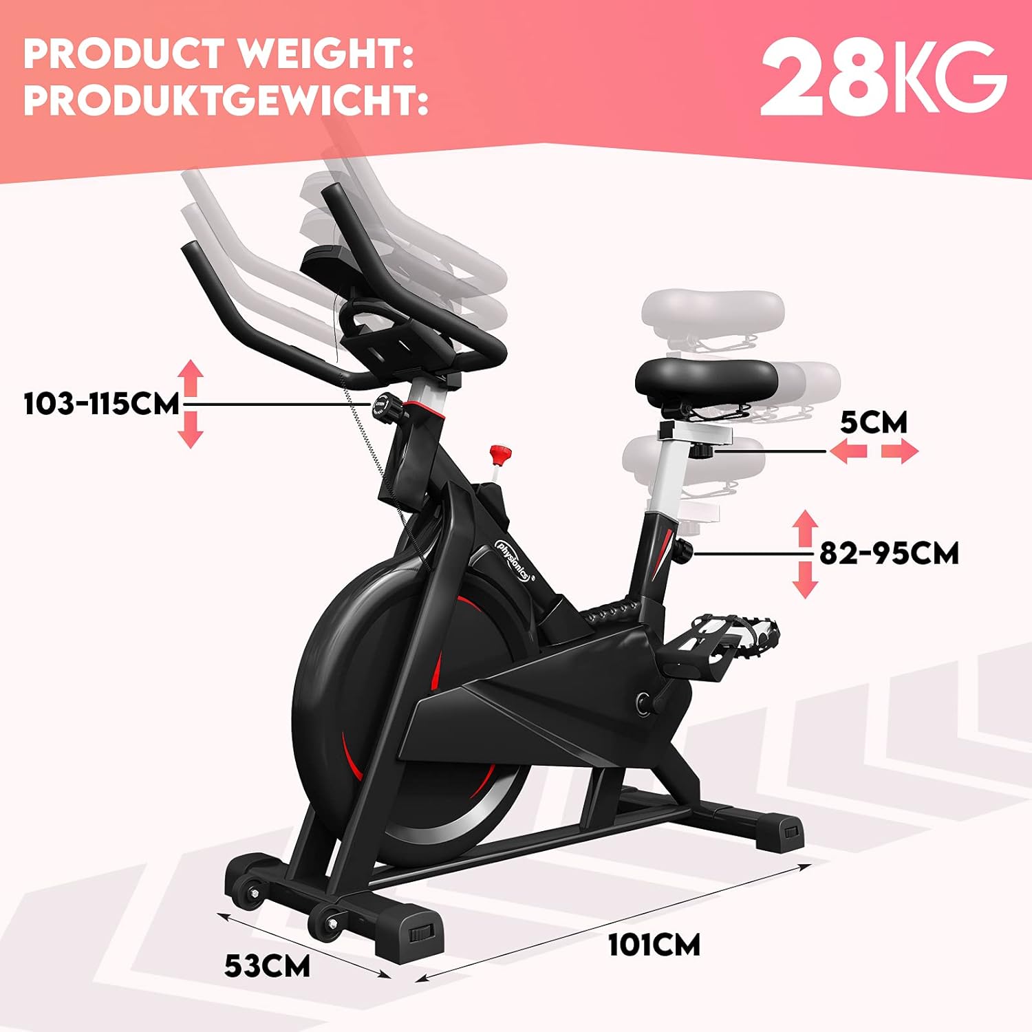 Diagram showing overall dimensions and product weight