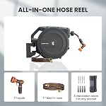 Giraffe Tools Rétractable 1/2" x 100 ft Respirateur de tuyau d'eau mural automatique, toute longueur de verrouillage, 100ft, Gris foncé AW30