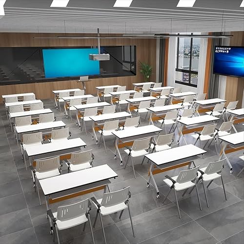 Miniatura 2 de WAEYZ Sillas plegables multifuncionales, silla de oficina de conferencias con ruedas, móvil y portátil, silla de entrenamiento plegable, paquete de