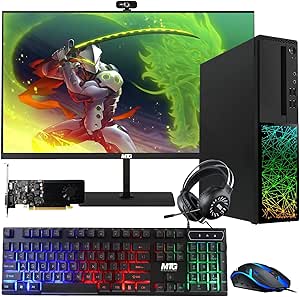 TechMagnet Gaming Desktop PC | Intel I5, 16GB RAM, 1TB SSD, Dual 24" Curved Monitors, GT 1030, RGB Keyboard & Mouse | Windows 11 Pro (Renewed)