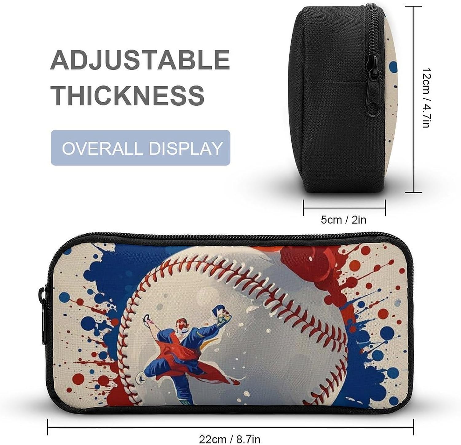 Baseball Splatter Style Cute Pen Case Large Capacity Pencil Box image 2