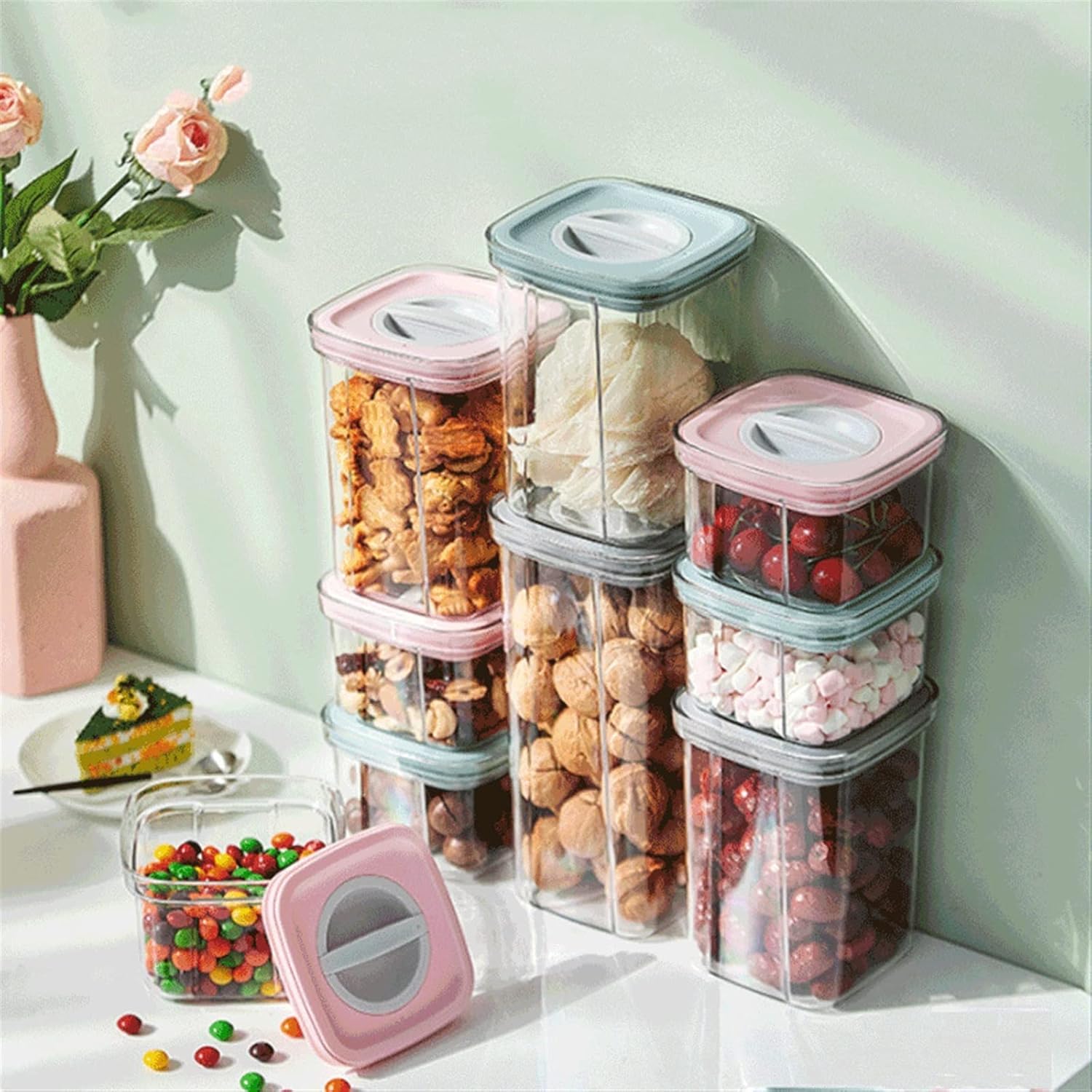 Cereal Containers Rotary Switch Storage Tank Vacuum Seal Box Transparent Container