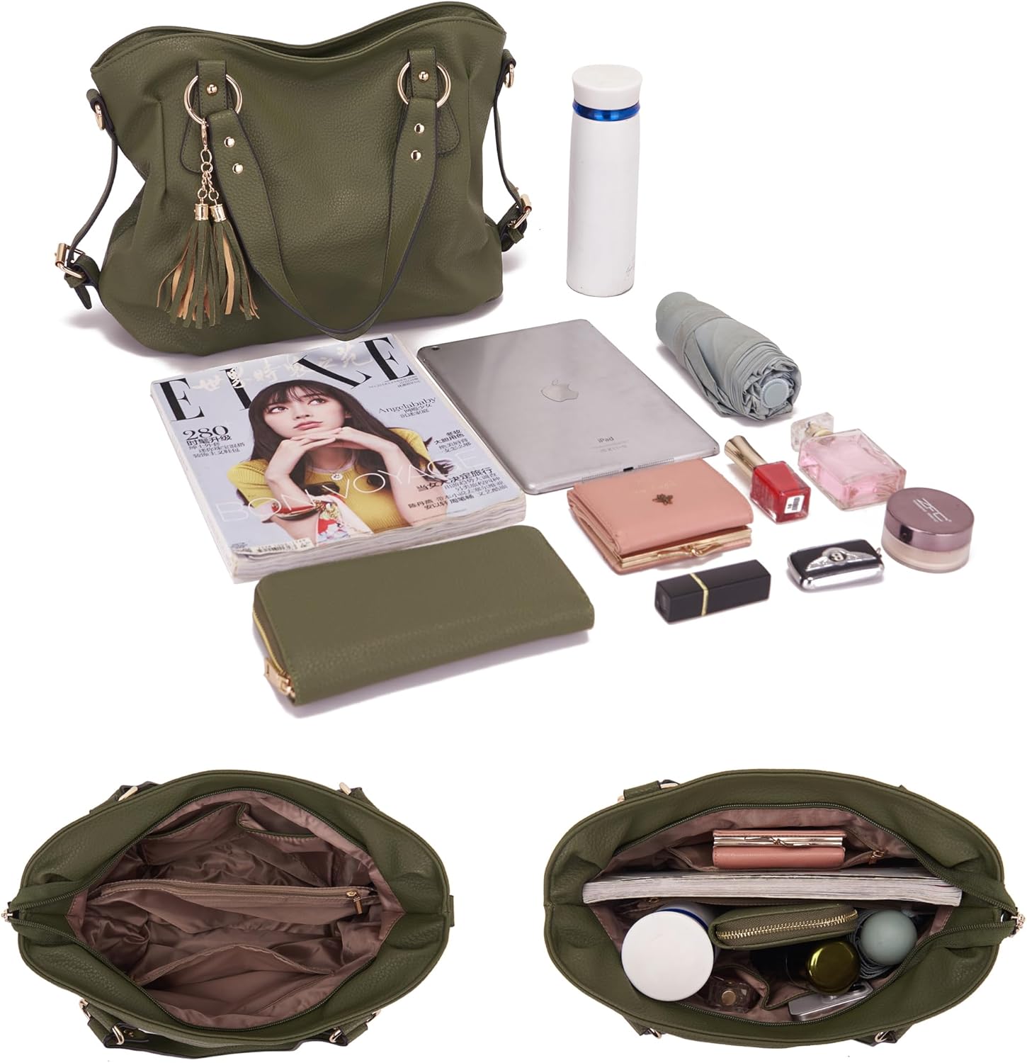 Qiyuer Purses And Wallets Set For Women Tote Handbags Large Hobo Bag Purse With Wallet 3PCS | Large, Purse With Wallet, 3PCS - Image 4