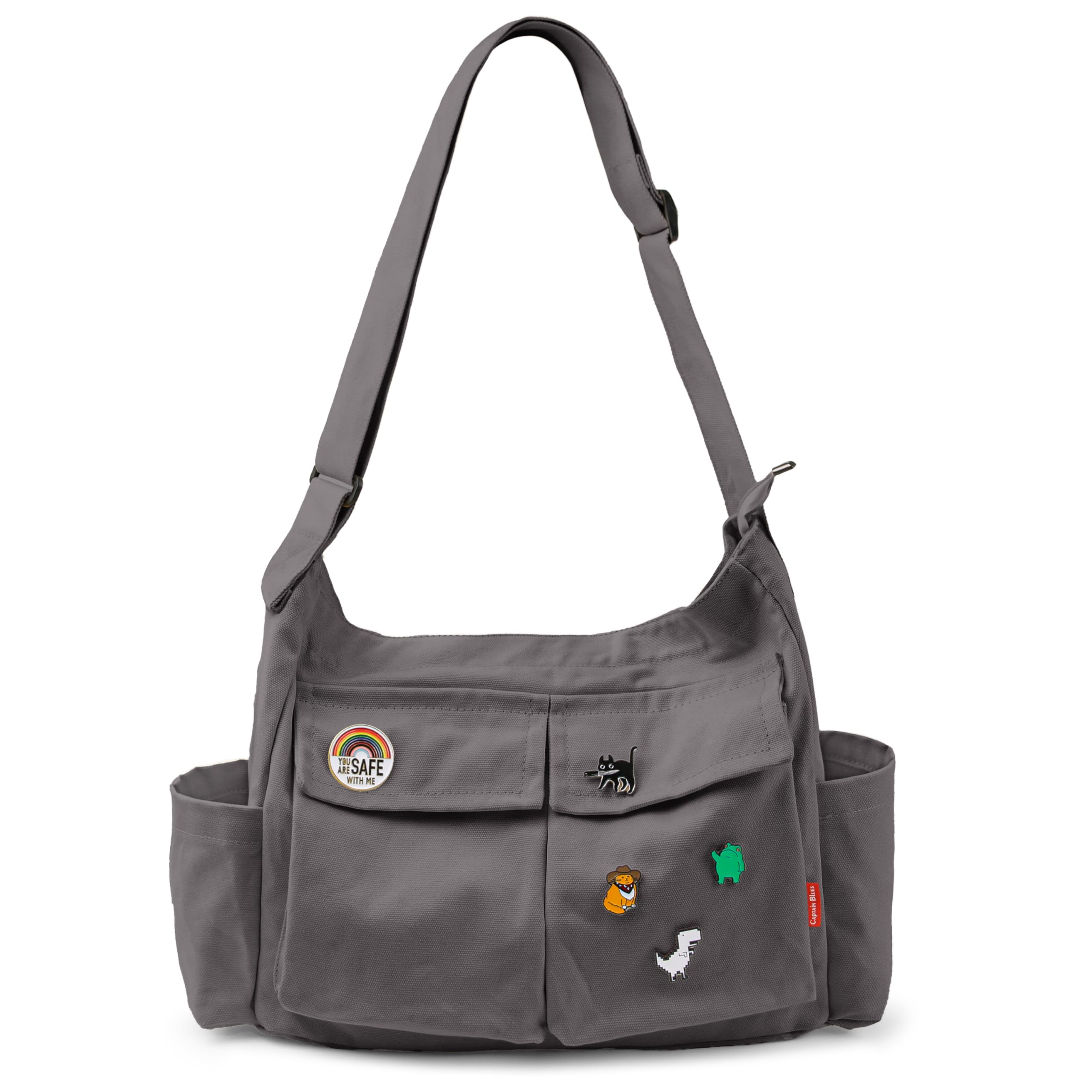 Captain Blues Canvas Messenger Bag Umhängetasche Crossbody Schulter Tote Hobo Bag für Frauen und Männer - Große Tasche mit mehreren Fächern