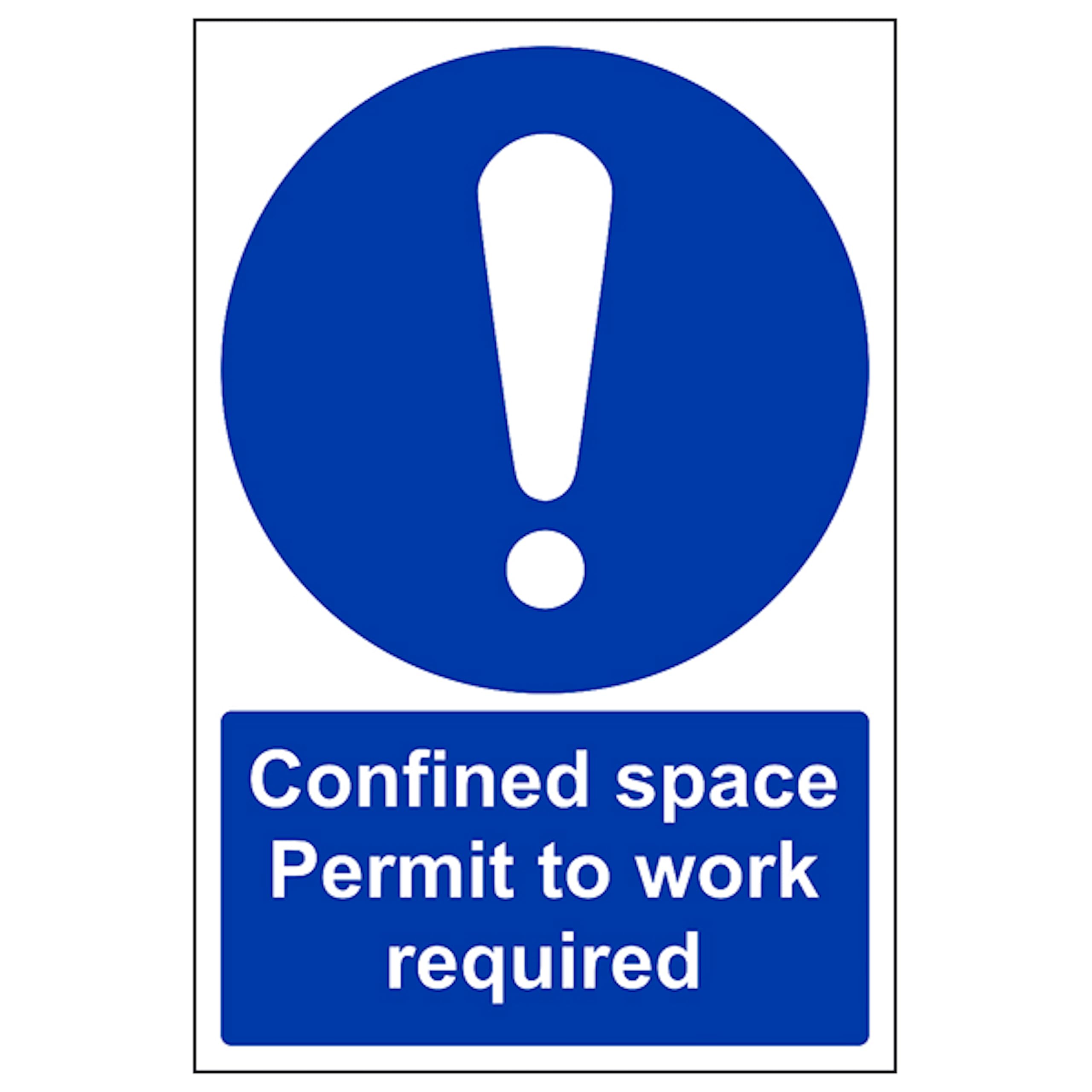 V Safety Confined Space - Permit To Work Required - Portrait 150 x 200mm - 2mm Rigid Plastic Safety Sign