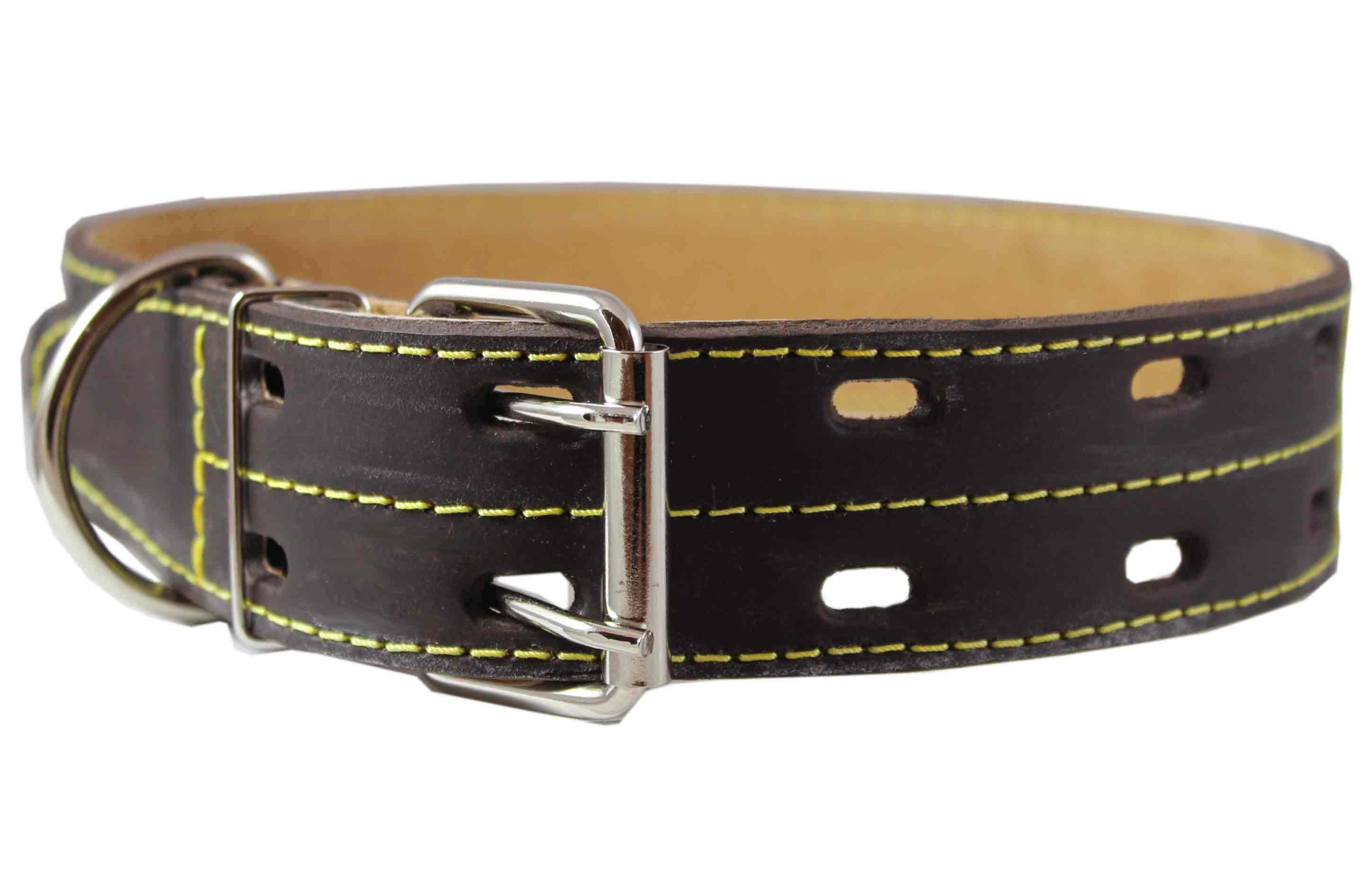 Genuine spessa in pelle collare collo Dimensioni da a 50,8 - 68,6 cm, larghezza 4,4 cm, marrone Mastiff, Great Dane