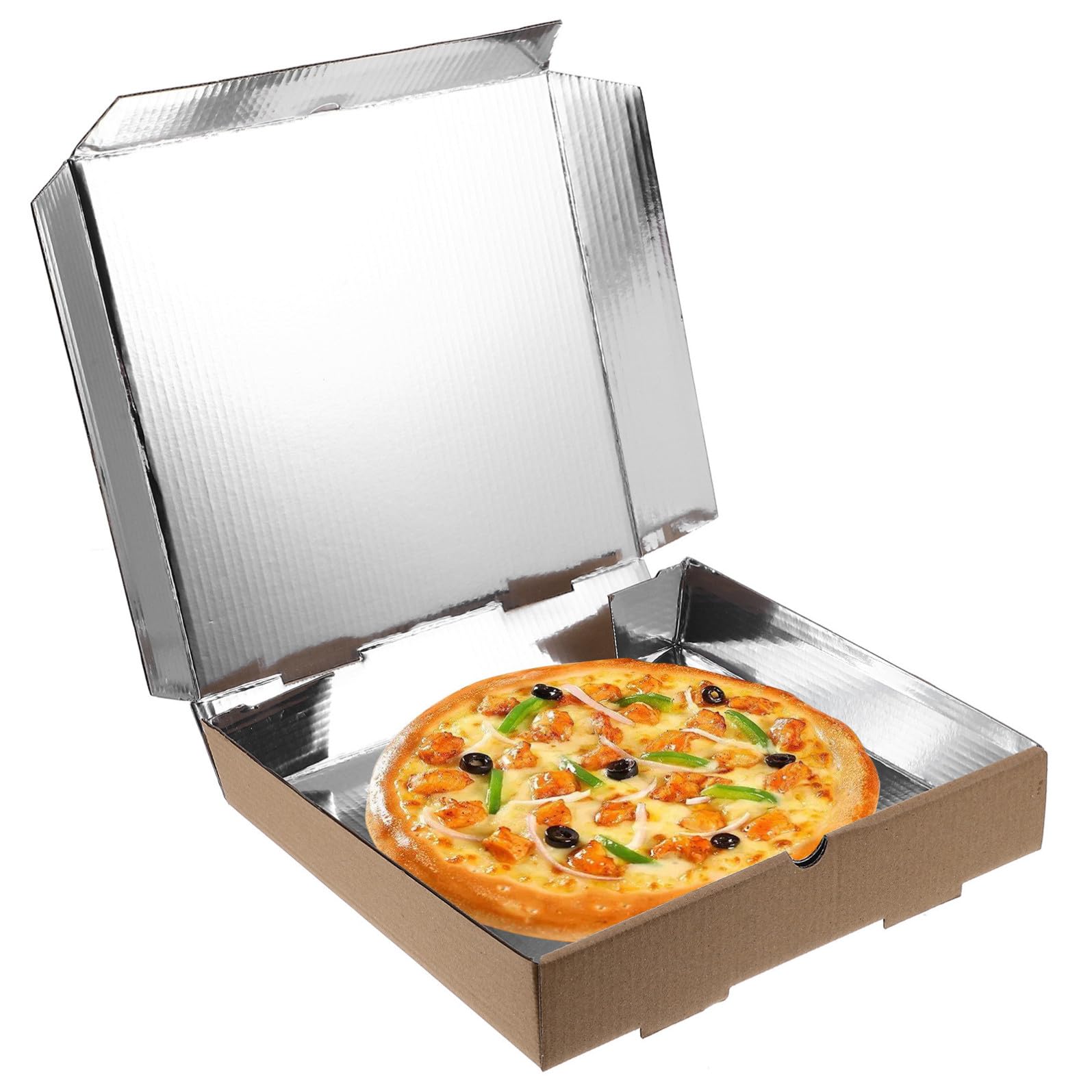 UKCOCO Scatole Pezzi Carta Ondulato Kraft e per Pizza Alluminio in 10 Contenitori Resistenti per Asporto e Ristorante per Alimenti e Steak