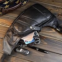 Vista 7 de KPYWZER Vintage Leather Sling Bag Backpack for Men Crossbody Shoulder Chest Day Pack Backpacks