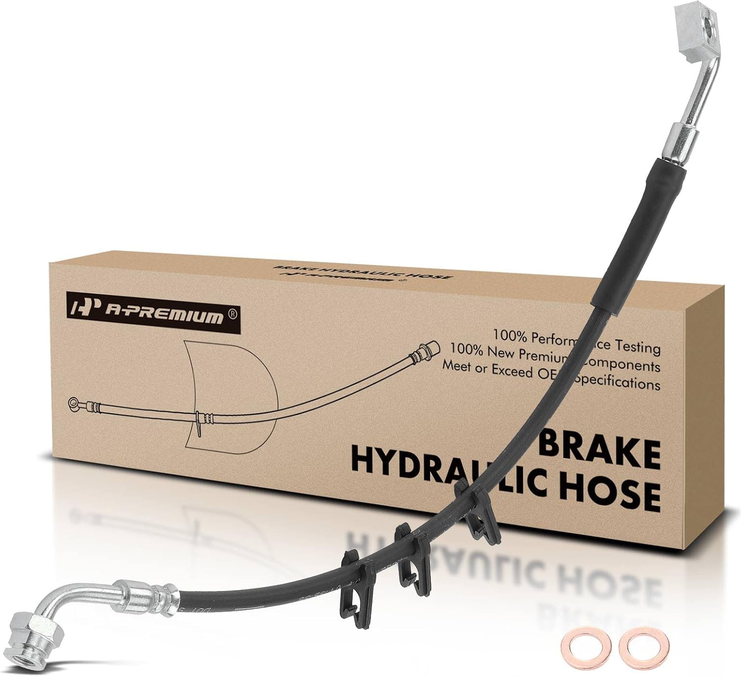 A-Premium Front Driver Brake Hydraulic Hose Compatible with Select Ford Models - E-250, E-250/E-350 Econoline, E-350 Club Wagon, E-350/E-450 Econoline Club Wagon, E-350/E-450/Econoline Super Duty